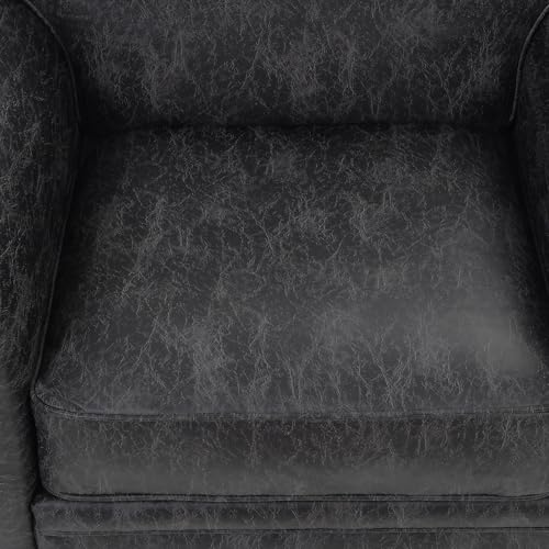 Mid-Century Vintage Sofa Couches with Rivet Design,3-Seater Sofa,Removable Sofa Cover Upholstered Cushions and Solid Wood Frame (Brown, 3-Seater)