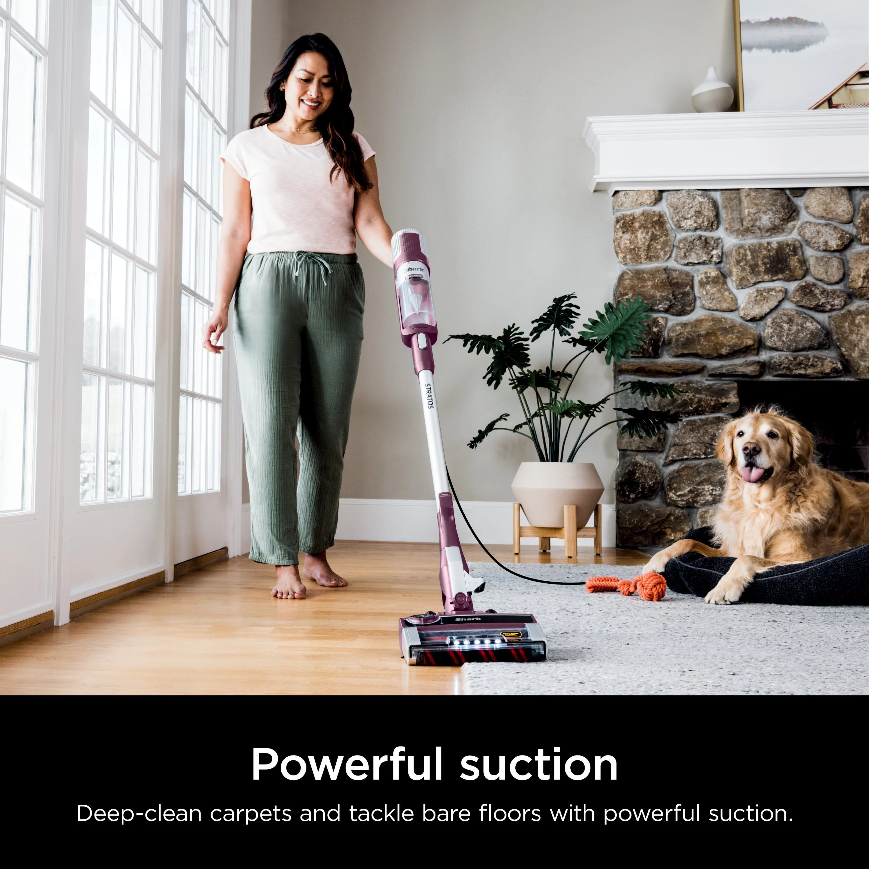 Shark Stratos™ UltraLight™ Corded Stick Vacuum with DuoClean® PowerFins™ HairPro™, Self-Cleaning Brushroll, and Odor Neutralizer Technology, HZ3000