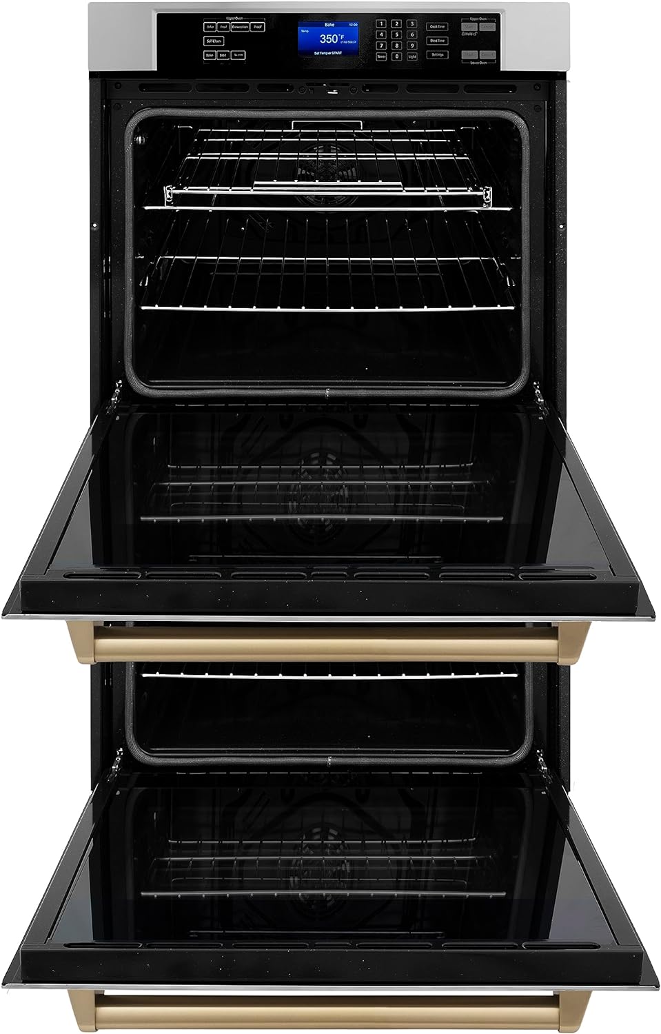 ZLINE 30" Autograph Edition Double Wall Oven with Self Clean and True Convection in Stainless Steel and Champagne Bronze (AWDZ-30-CB)