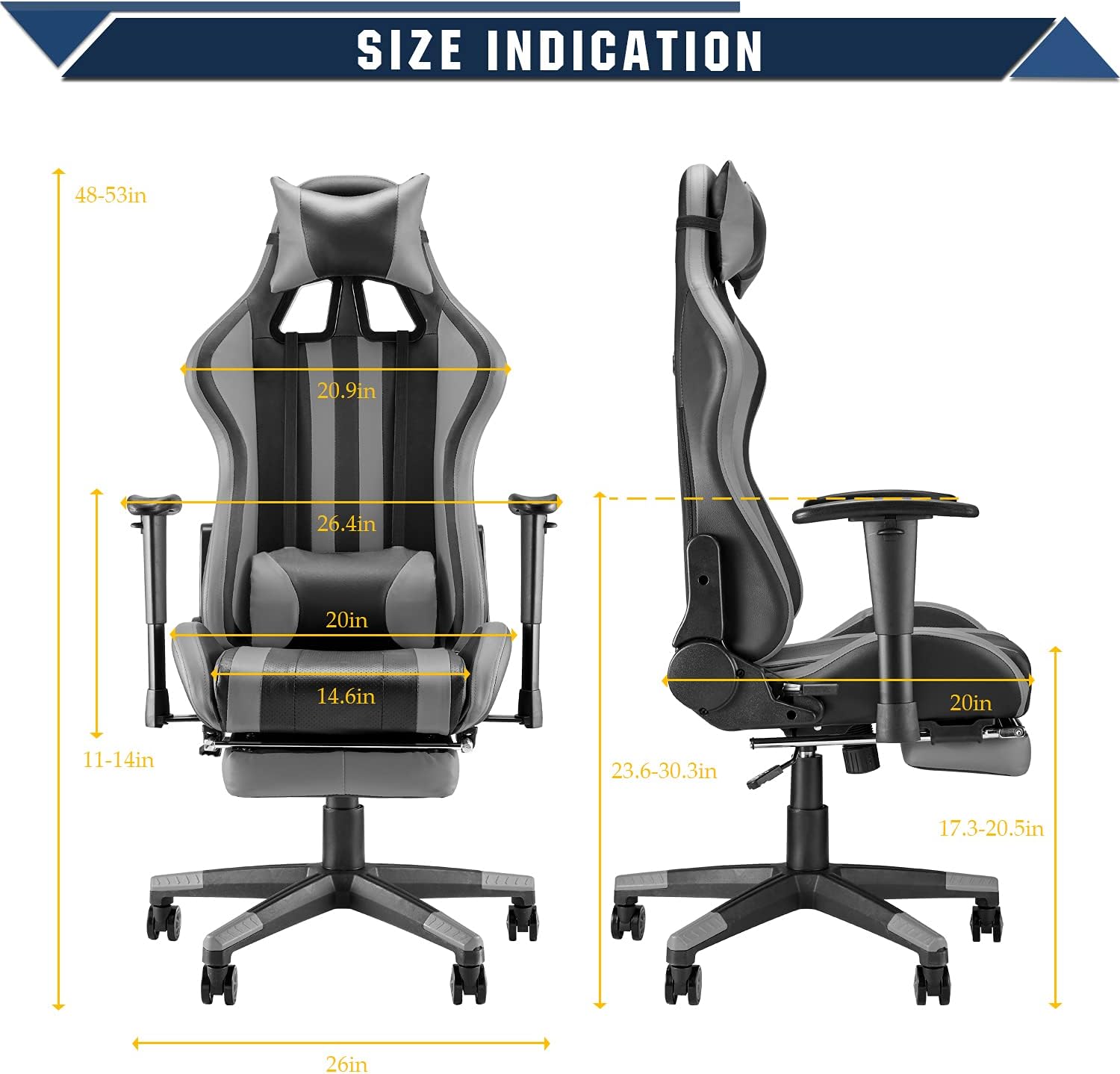 Soontrans Racer Style Gaming Chair with Footrest,Gamer Chair, Game Chair
