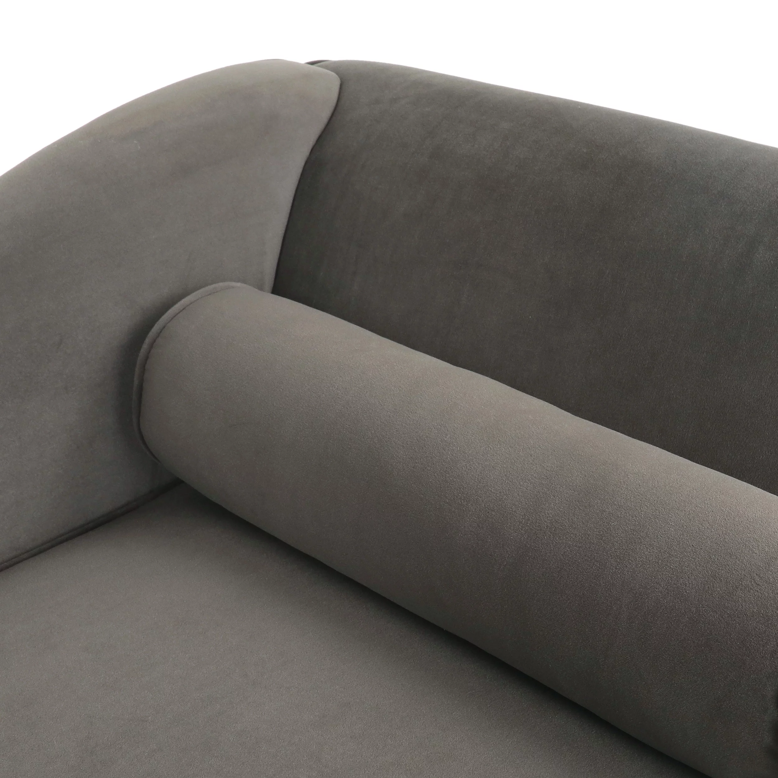 Jakyrah Contemporary Velvet Chaise Lounge with Scroll Arms, Taupe and Dark Brown