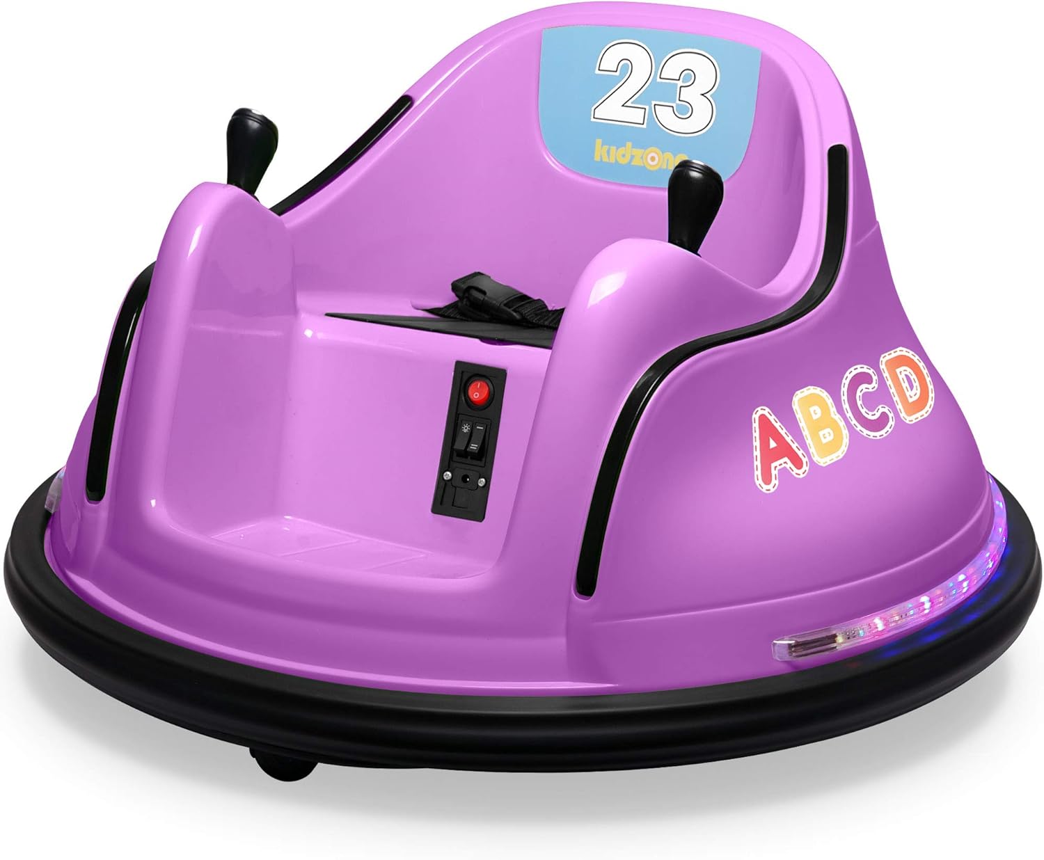Kidzone DIY Sticker Race Car 12V Kids Toy Electric Ride On Bumper Car Vehicle with Remote Control, LED Lights & 360 Degree Spin, 2 Speeds