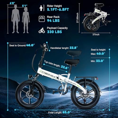 DriftGod Folding Electric Bike for Adults &ndash; 1000W Motor, 20"x3" Fat Tire, 48V Removable Battery, All-Terrain E-Bike with 7-Speed