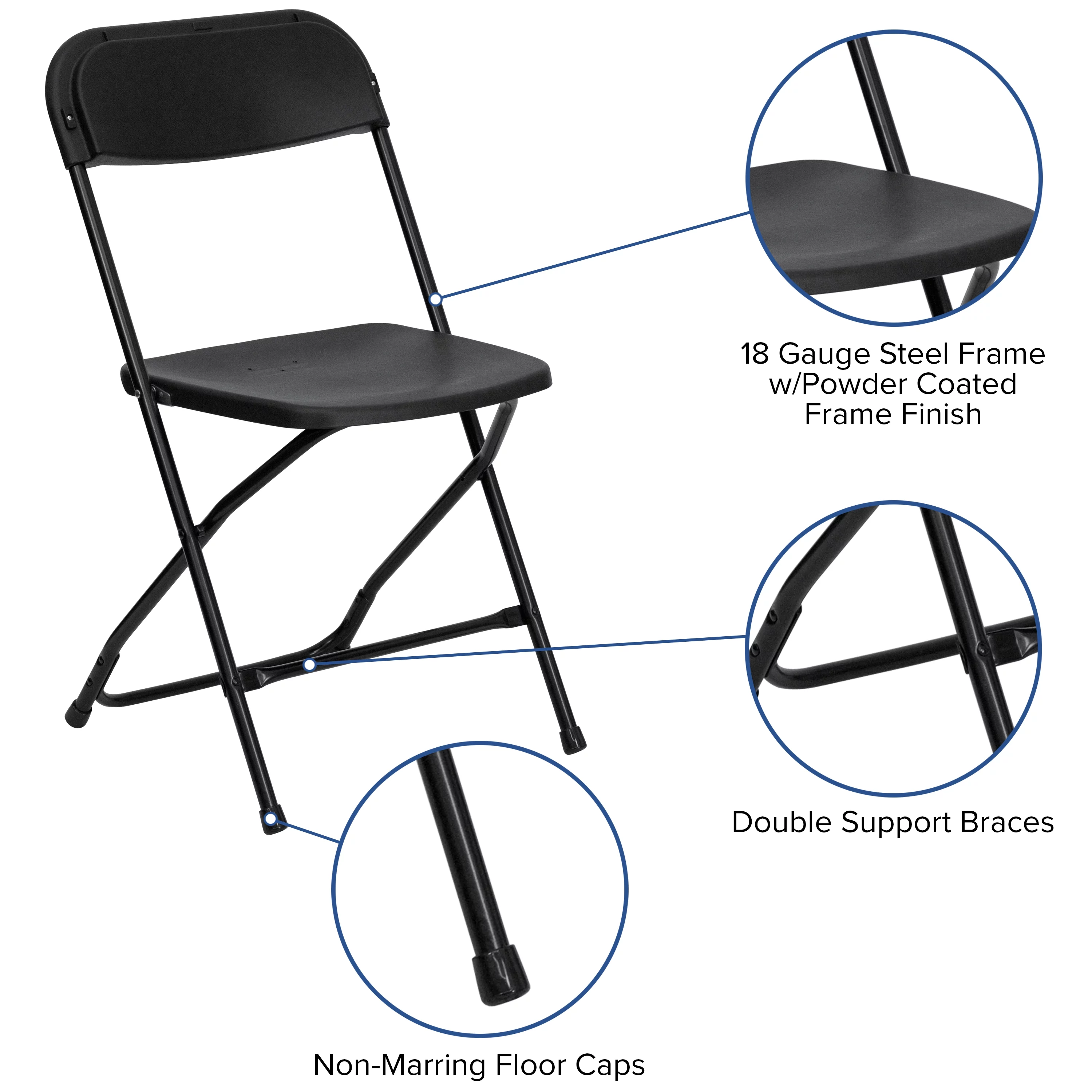 Emma + Oliver 8' Bi-Fold White Plastic Event/Training Folding Table Set w/ 10 Folding Chairs