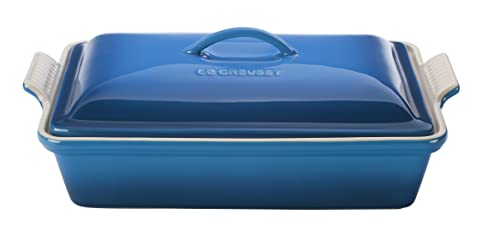 Le Creuset Stoneware Heritage Covered Rectangular Casserole, 4 qt. (12" x 9"), Cerise