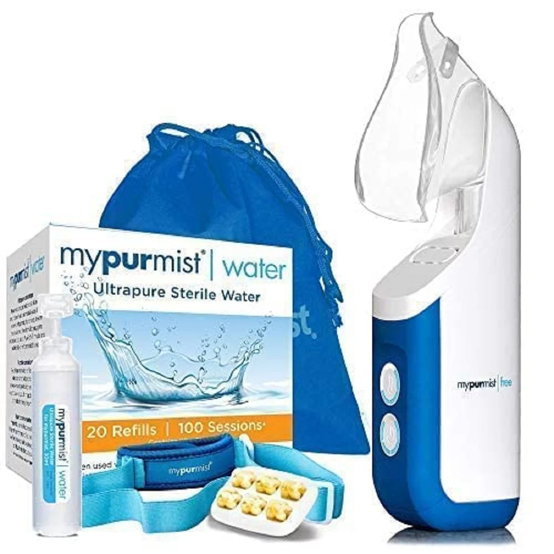 New! 2020 Model Mypurmist Free Ultrapure Handheld Personal Vaporizer and Humidifier (Cordless), Premium Kit