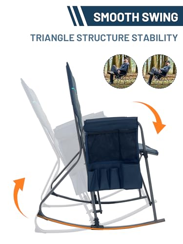 TIMBER RIDGE Folding Rocking Camping Chair, 400lbs Capacity Portable Oversized Outdoor Rocker with Hard Armrests, Cup Holder & Side Pocket