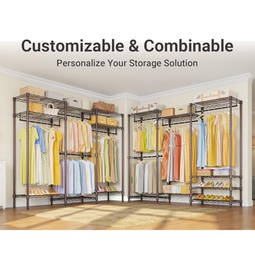 VIPEK V5 Portable Closet Wardrobe Heavy Duty Clothes Rack, Freestanding Clothing Rack with 4 Hang Rods & 8 Shelves, Adjustable Closet Racks