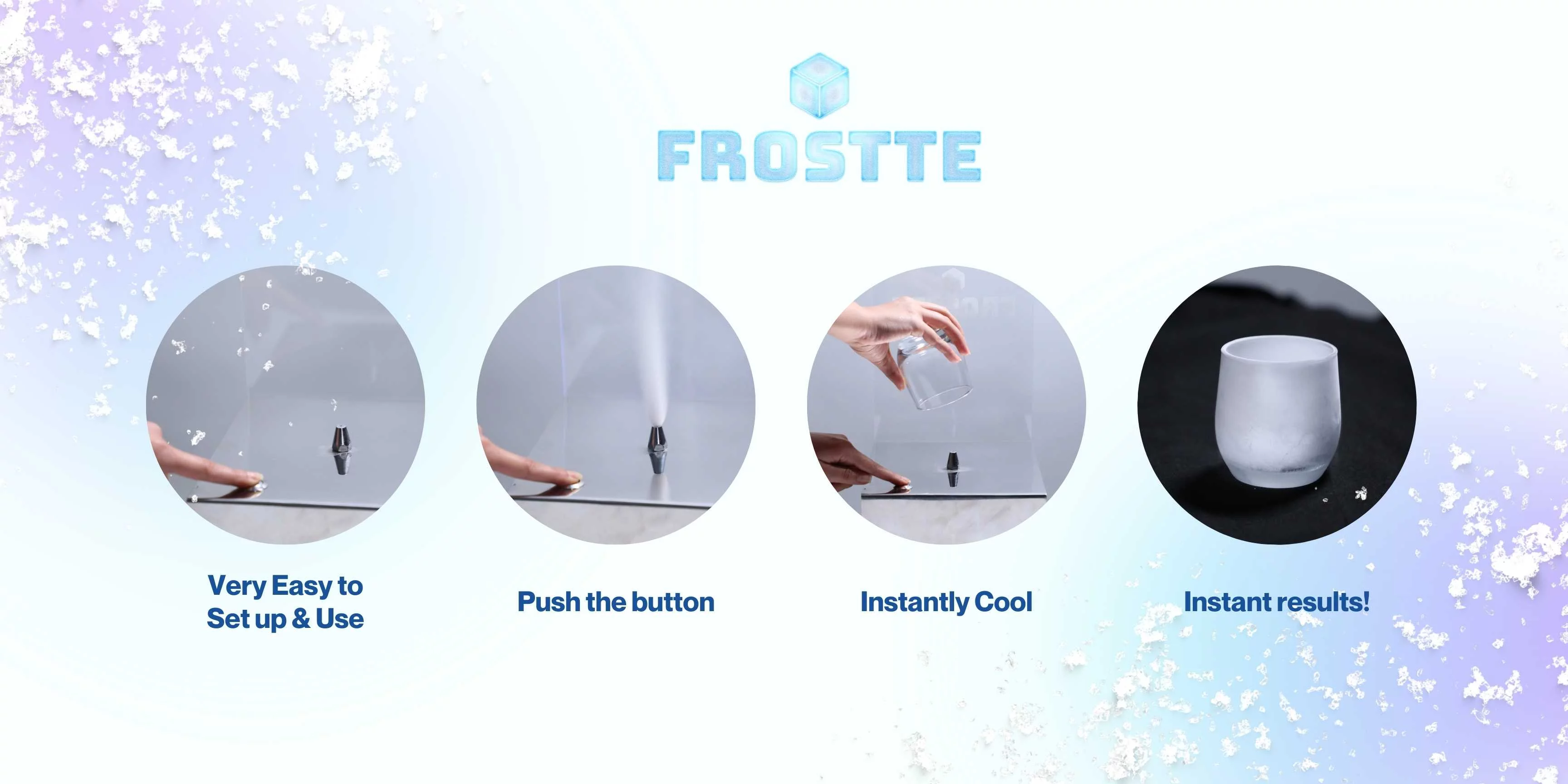 Frostte Instant Glass Chiller CO2 Dry Ice Glass Froster Chills Wine Cocktail Beer Sparkling Water Soda Glass.