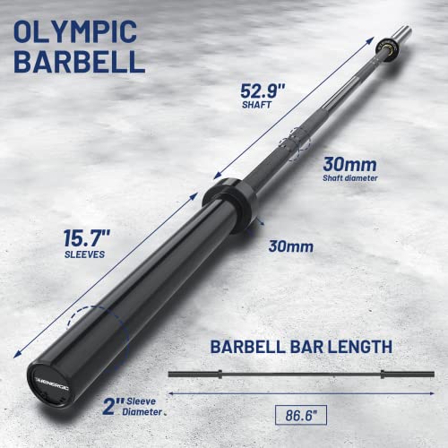7ft Olympic Barbell 40LB Bar Load 700lbs Capacity Available Men's Barbell with Hard Chrome Sleeves for 2" Olympic Plates