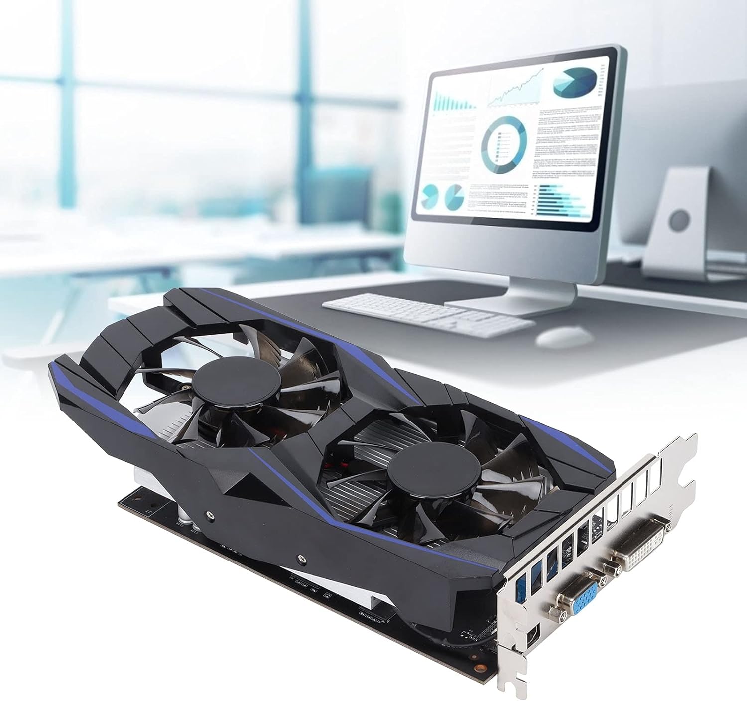 BTER Gaming Graphics Card, 128bit 4GB DDR5 900MHz Dual Fan Computer Graphics Card with Automatic Recognition