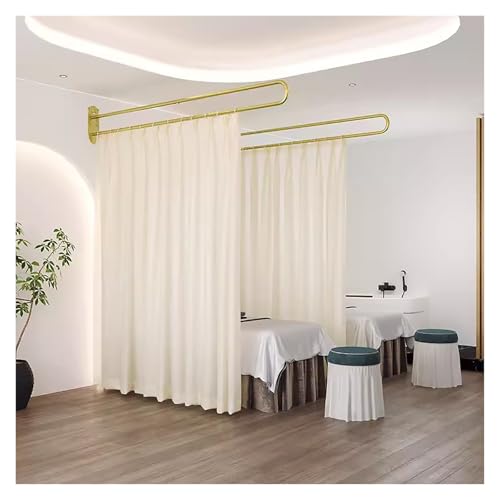 2 Pack Curtain Divider for Room Separation with Metal Pole, Home Commercial Partition Privacy Screen Fabric Curtains Panels