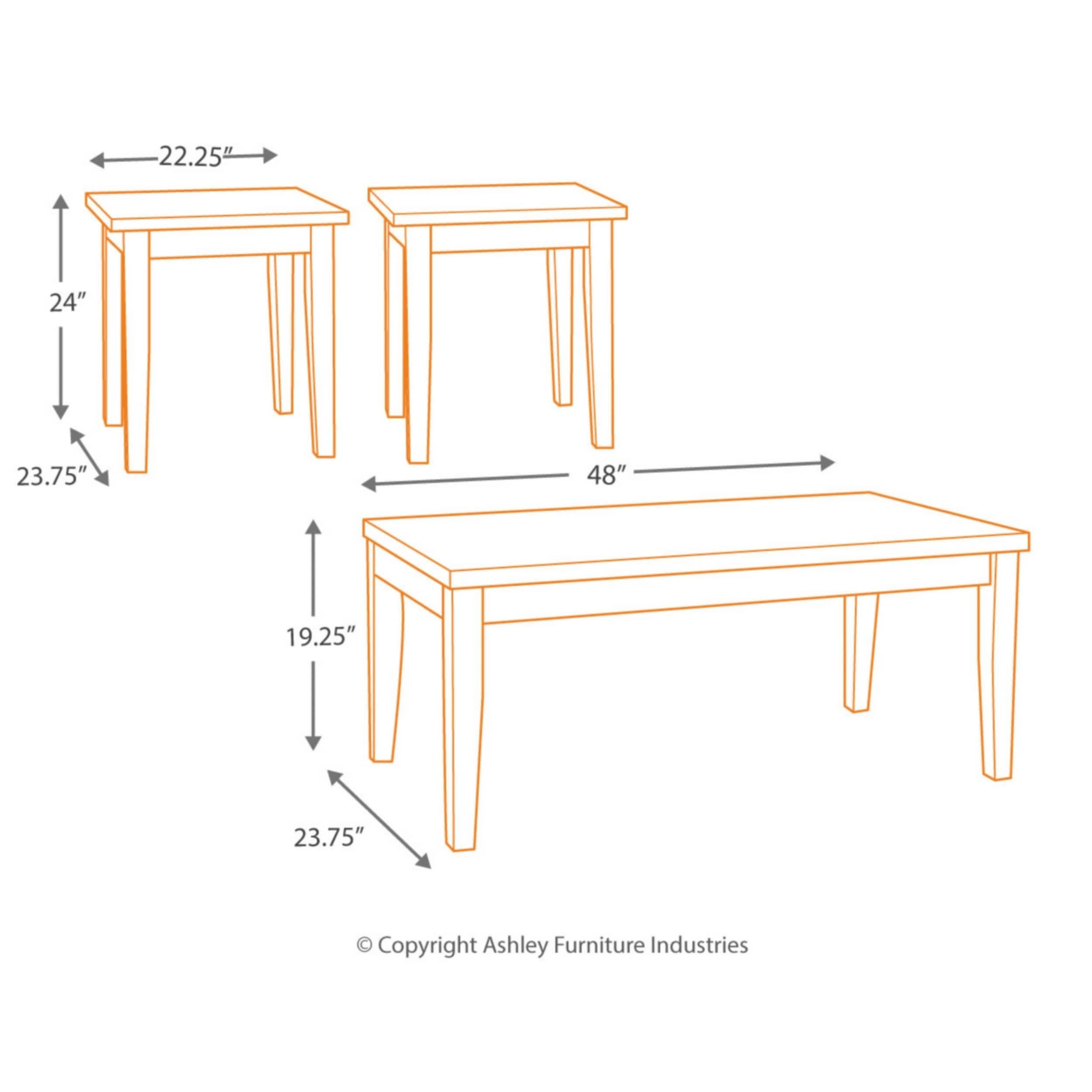 Signature Design by Ashley Maysville Faux Marble 3-Piece Occasional Table Set, Size: Black