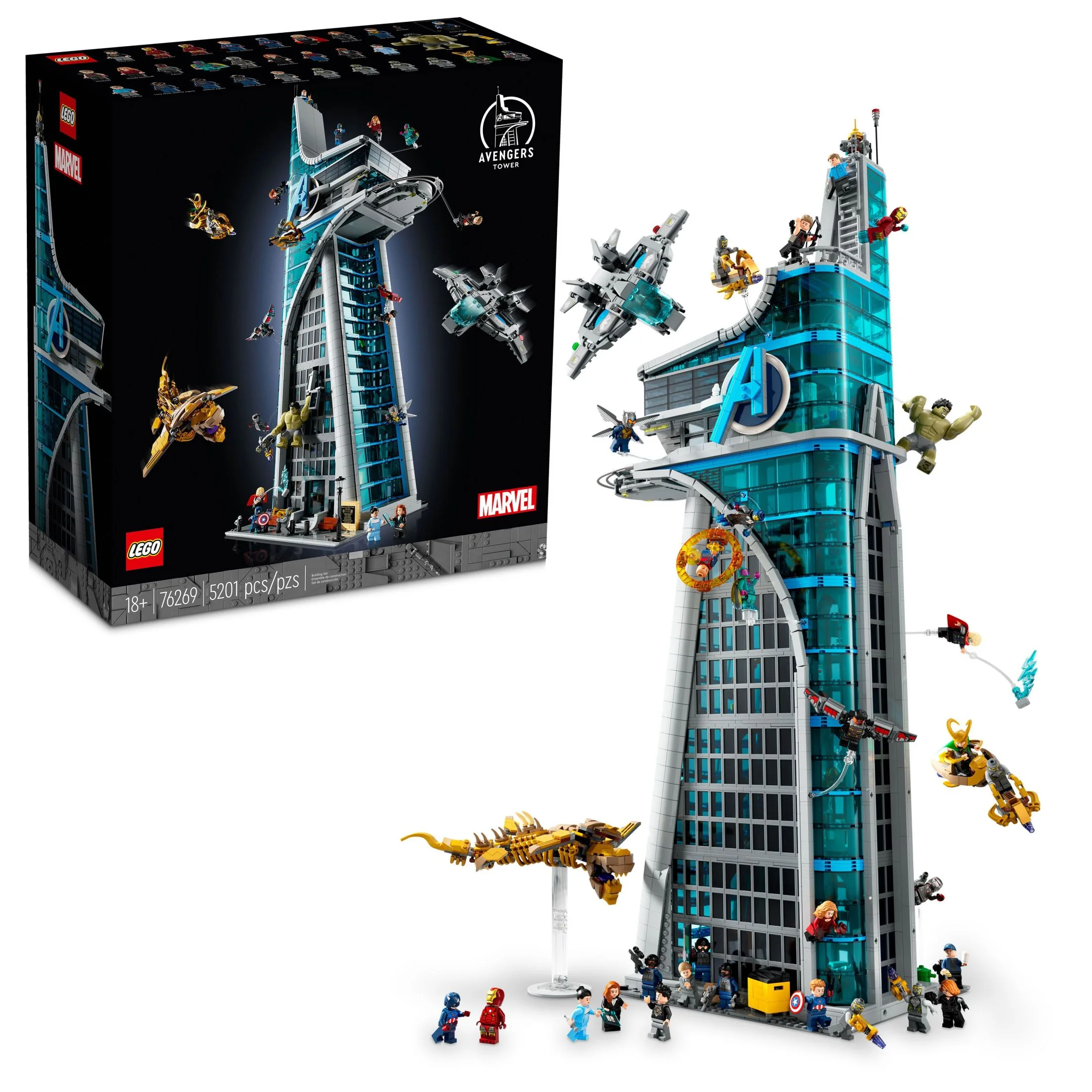 LEGO Marvel Avengers Tower Building Kit, Detailed Recreation of the Iconic HQ Featuring Classic Movie Scenes, 31 Figures and Authentic Accessories