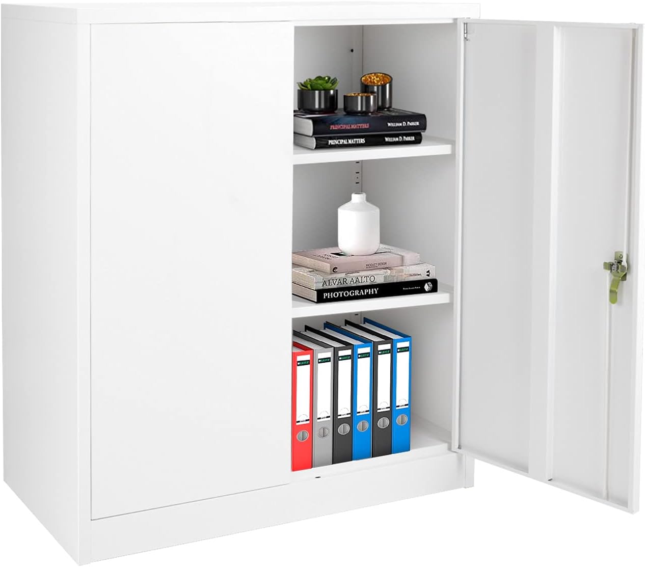 Black Metal Storage Cabinet Doors,72 Locking Steel Storage Cabinet with Shelves, Tall Metal Cabinet Lockable Steel Cabinets for Home Office