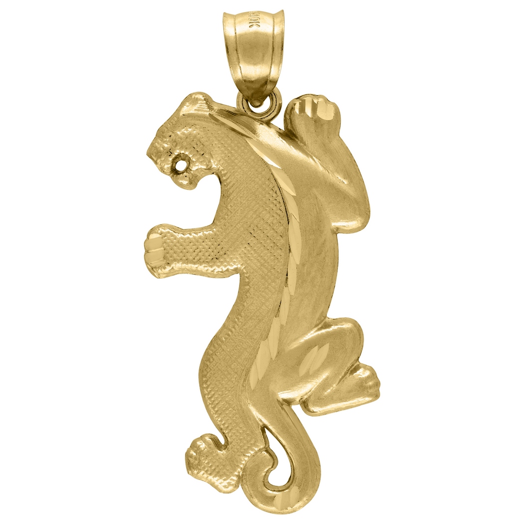 10k Yellow Gold Mens Sparkle Cut Tiger Animal Charm Pendant Necklace Measures 43.8x19.70mm Wide Jewelry Gifts for Men