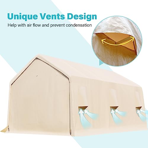 ADVANCE OUTDOOR 10x10 ft Heavy Duty Outdoor Patio Portable Canopy Storage Shelter Shed Carport with 2 Roll up Zipper Doors & Vents for Snowmobile