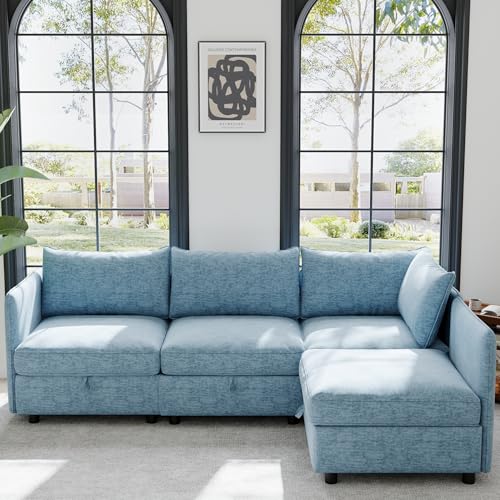 Oversized Modular Storage Sectional Sofa Customizable Seating Group Sofa&Couch Convertible Sleeper Sofabed with Movable Ottomans and Seat