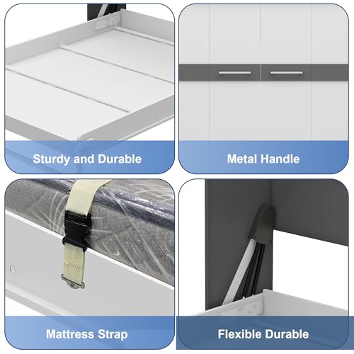 Black Wood Full Size Murphy Bed, Murphy Bed Full Space-Saving Wall Beds