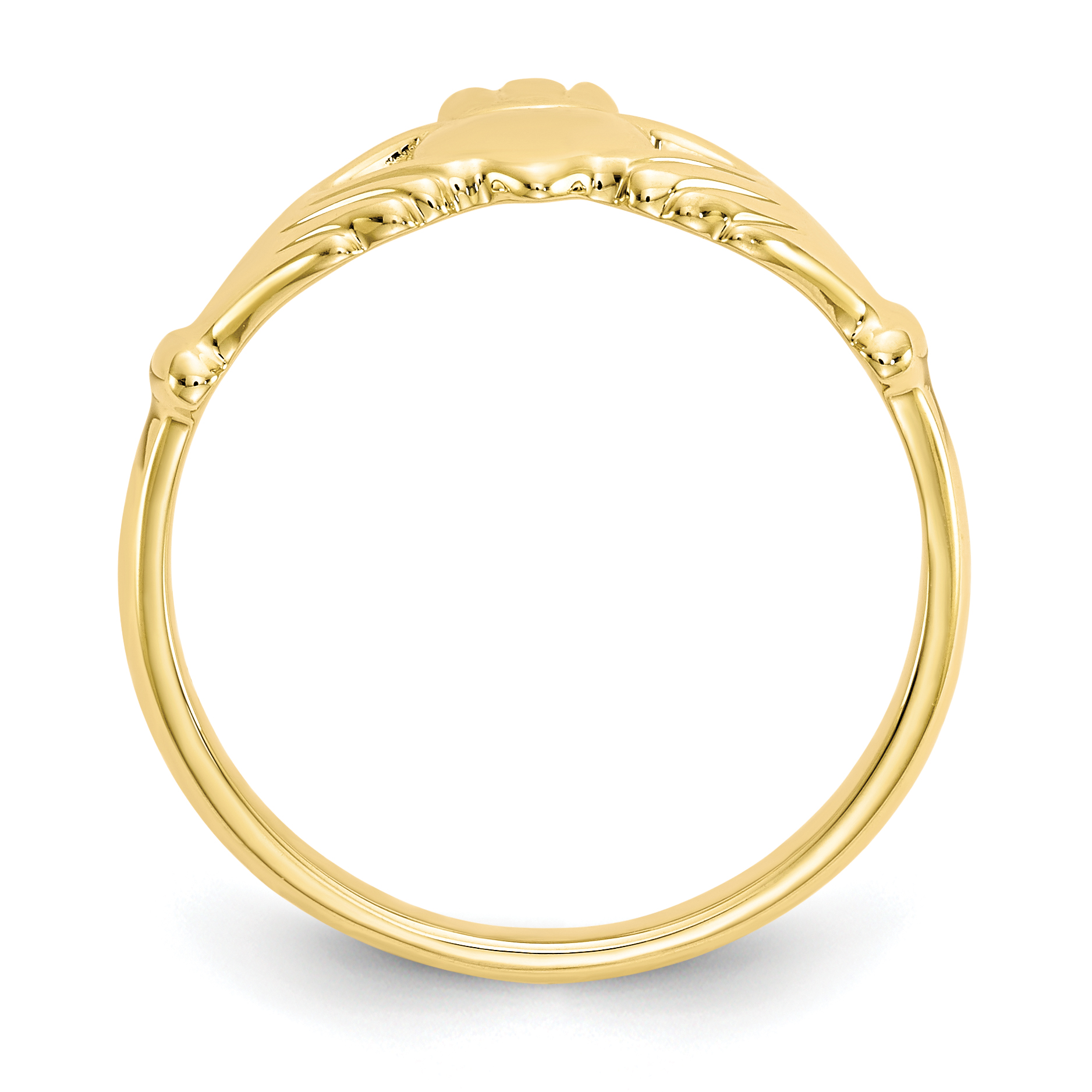 Primal Gold 10 Karat Yellow Gold Polished 2mm Themed Claddagh Ring