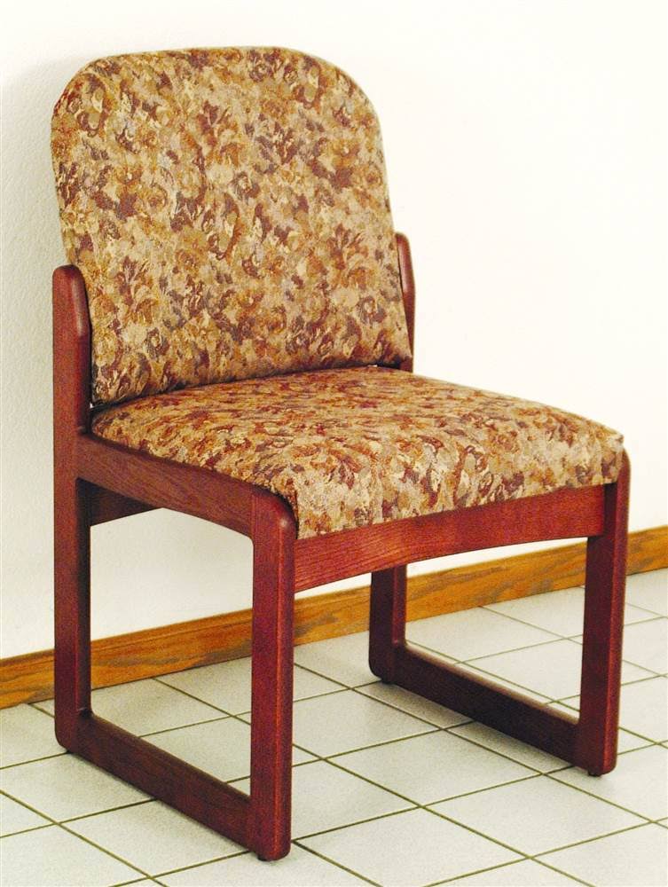 Mahogany Finish Armless Chair W Sled Base in S (Wine Vinyl)