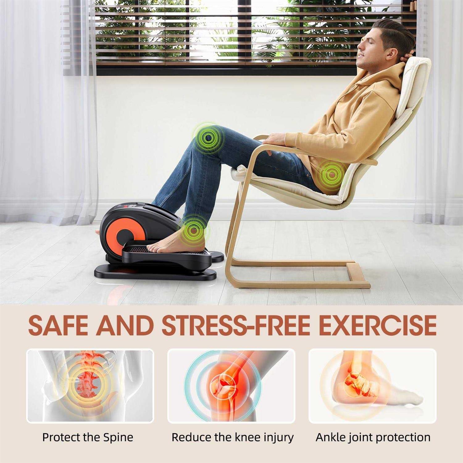 GUGTTR Under Desk Elliptical Electric Seated Pedal Exerciser Quiet &amp; Compact Mini Ellipse Leg Exerciser with Display Monitor