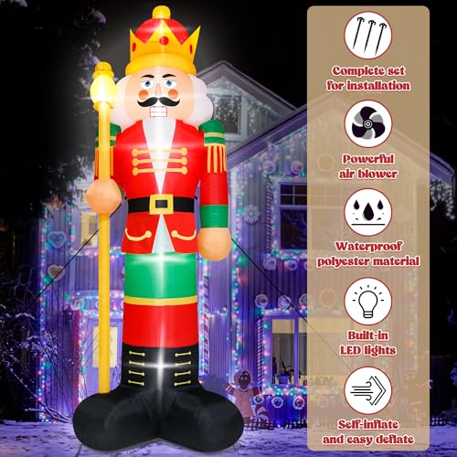 16FT Christmas Inflatable Snowman Outdoor Decorations, Giant Christmas Snowman, Holiday Blow Up Yard Decor with LED Lights