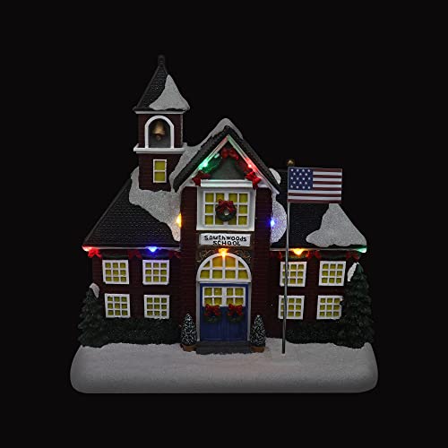 Christmas Village Sledding Down Hill - Lighted Musical Snow Village with 8 Animated Kids Going Down The Mountain