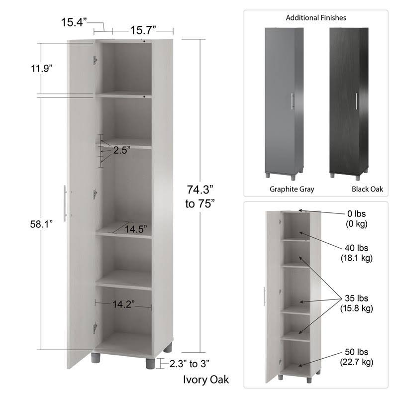 SystemBuild Camberly 16x22 Utility Storage Cabinet in Black Oak