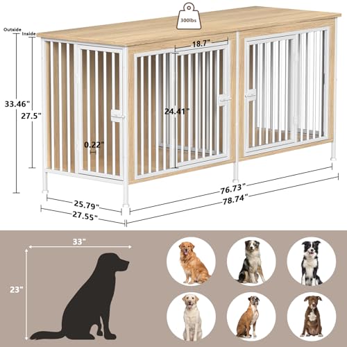 EasyCom 39.96" XL Wooden Large Dog Crate Furniture for Medium and Large Breed