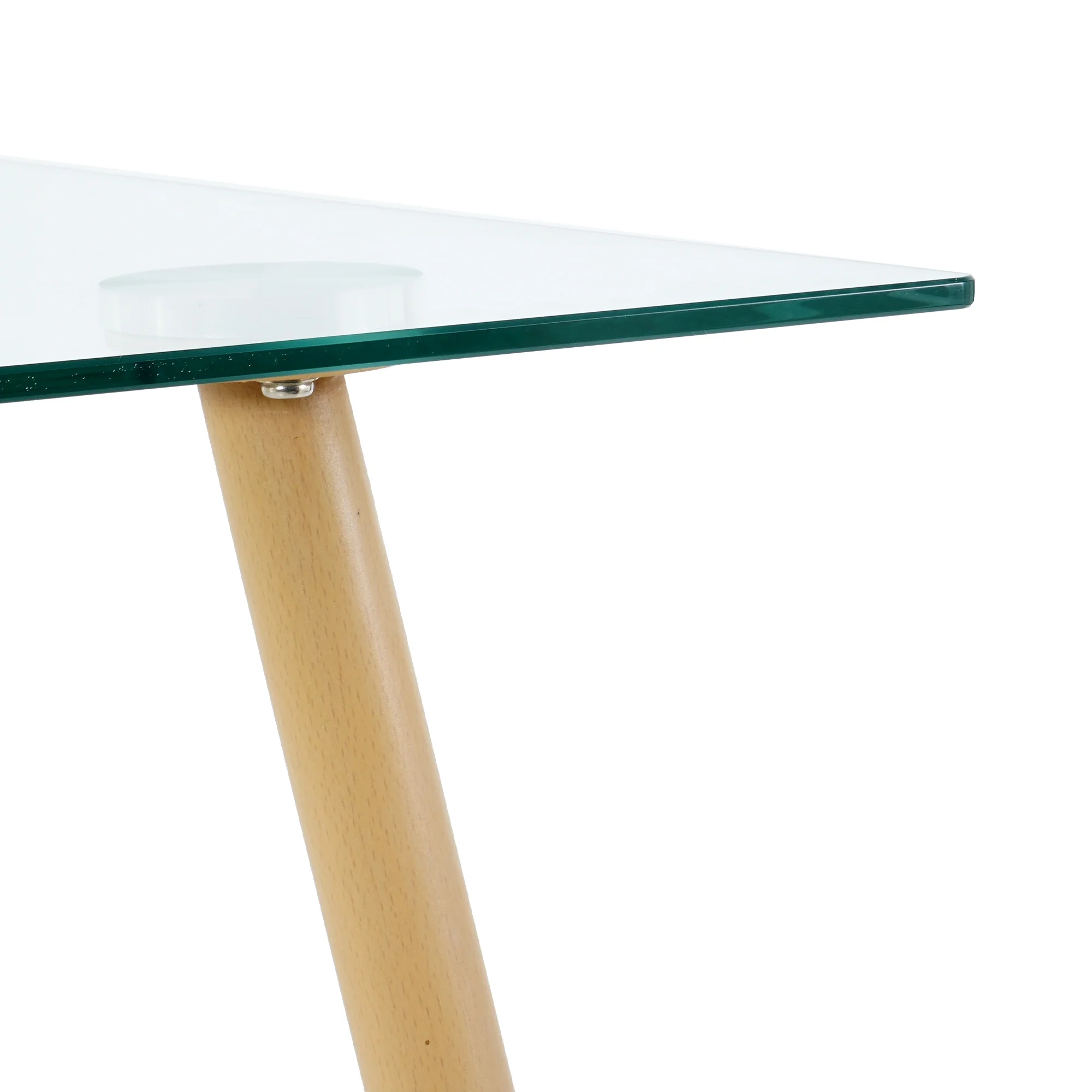 Modern Kitchen Glass dining table 51" Rectangular Tempered Glass Table top,Clear Dining Table Metal Legs wood-transfer Metal Legs legs(set of 1)