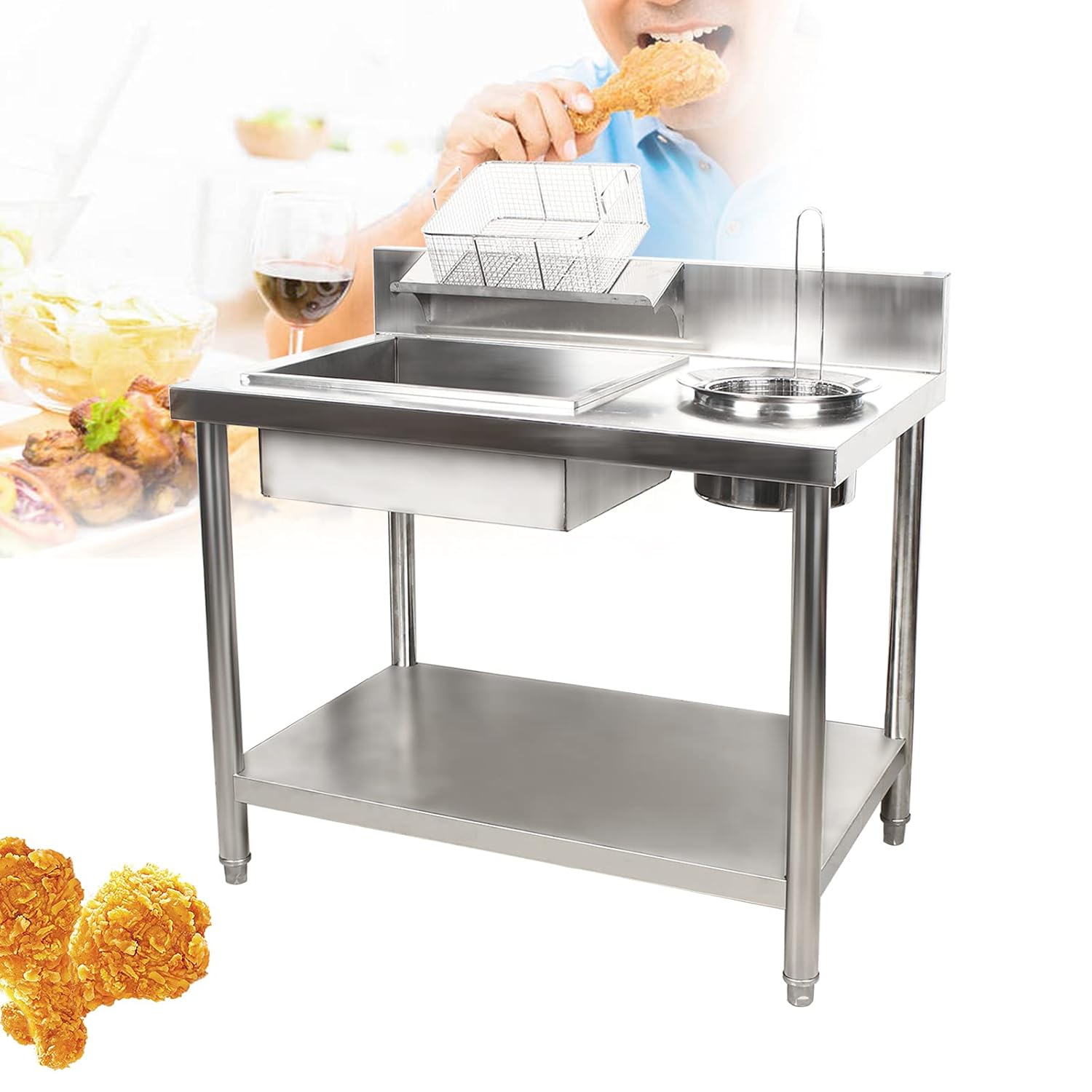 CNCEST Fried chicken breading station, Breading Table Fried chicken FishFood Prep Station
