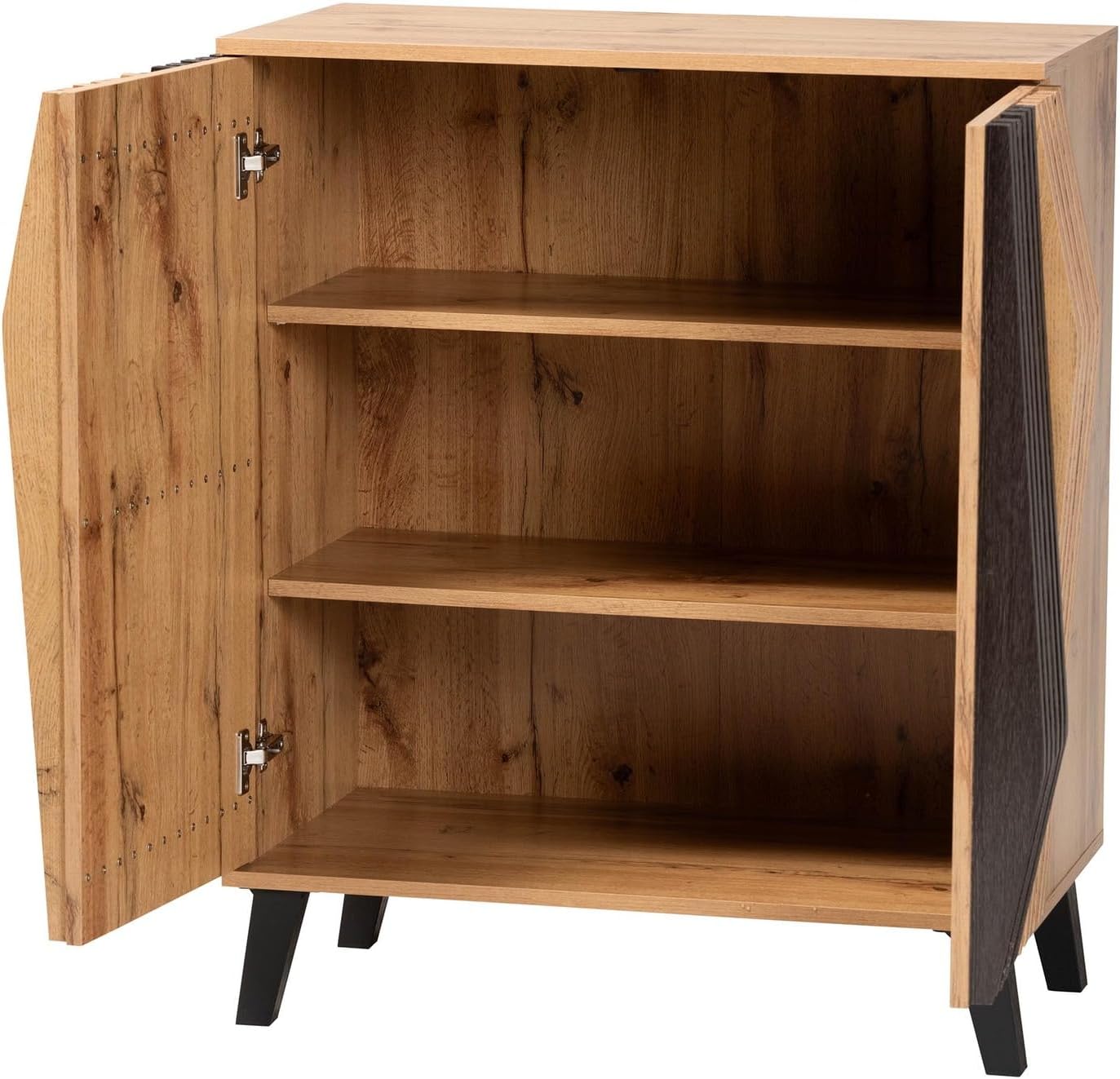 Baxton Studio Bergen Two-Tone Espresso and Brown Wood 2-Door Storage Cabinet