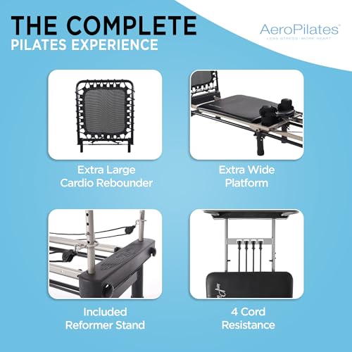 Stamina Pilates Reformer, Home Workout Equipment, AeroPilates Premier - Portable Exercise Machine for Strength and Fitness Training