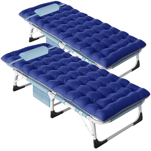 DoCred Folding Camping Cot with Mattress, 2 Pack Heavy Duty Folding Cot for Adults, Portable Sleeping Cot Bed Adults Outdoor Bed with Carry Bag