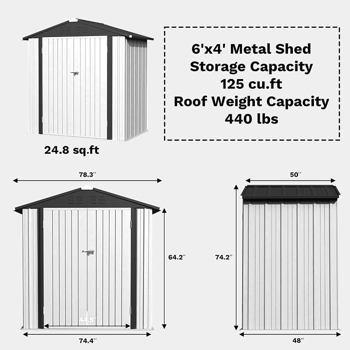 Greesum 5×3 FT Outdoor Storage Shed, Metal Storaged Sheds Without Floor, Tool Sheds with Lockable Doors and Sloping Roof for Garden, Patio, Backyard