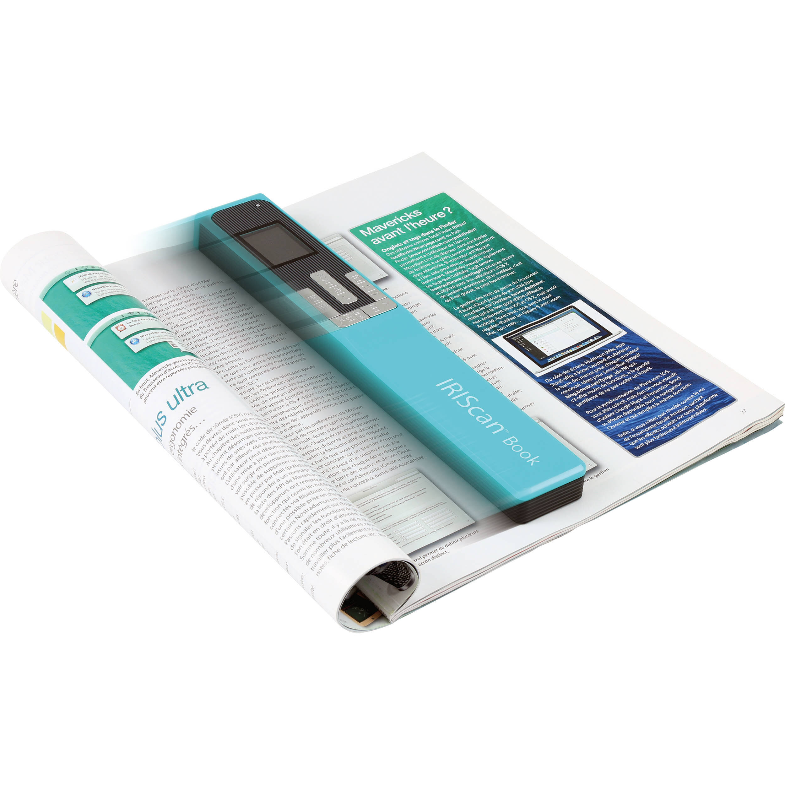 I.R.I.S. IRIScan Book 5 Cordless Handheld Scanner - 1200 dpi Optical - PC Free Scanning - USB - Turquoise