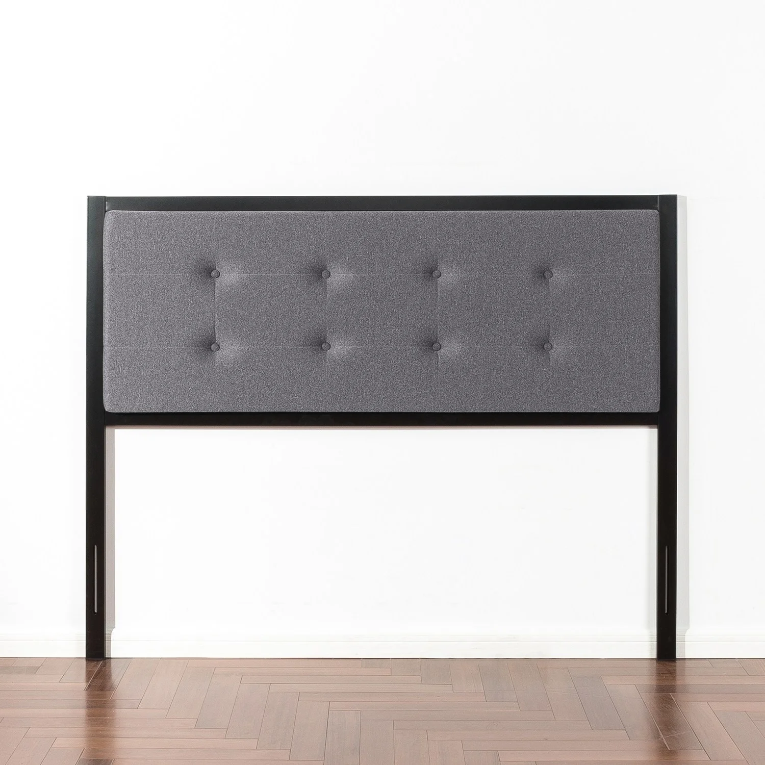 Zinus Priage by  Button Tufted Grey Upholstered Metal Headboard Queen