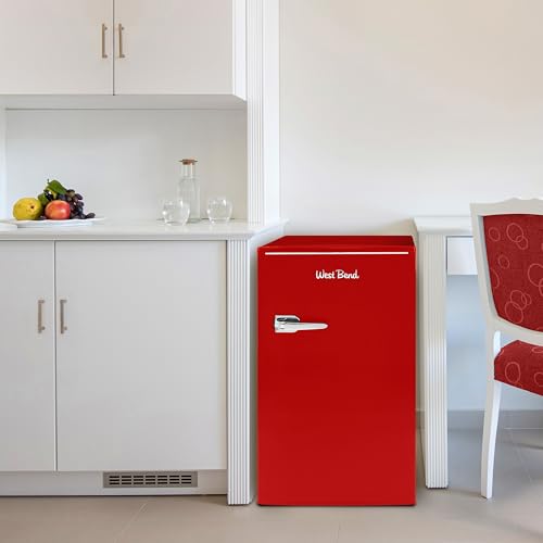 West Bend Mini Fridge with Freezer Retro-Styled for Home Office or Dorm
