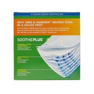 Curad SoothePlus Gauze Pads with Arm %26 Hammer Baking Soda, 4x22 x 4