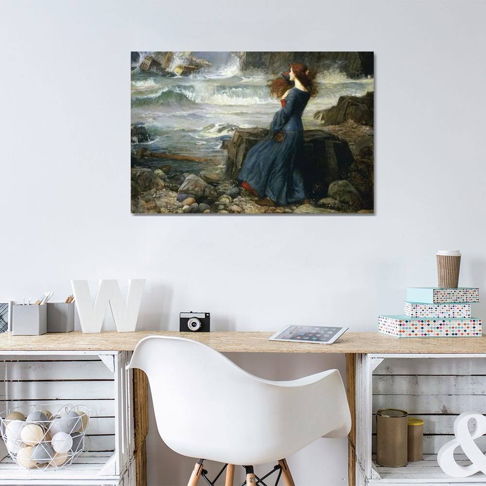 iCanvas Miranda - The Tempest, 1916 Art by John William Waterhouse Canvas Art Wall Decor ( scenic u0026 landscapes u003E Ocean u