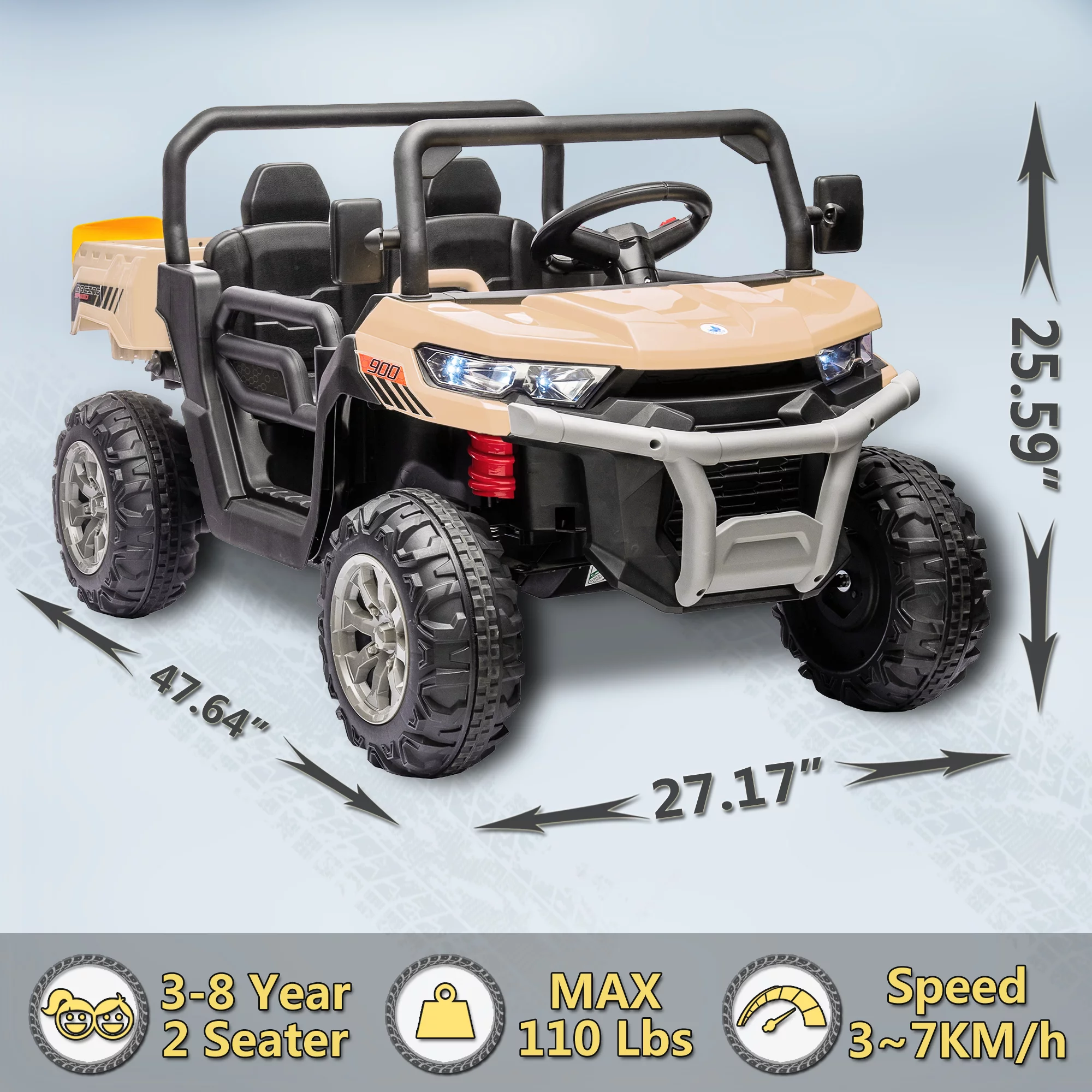 24V 2 Seater Kids Ride on Car Truck, Ride On UTV with 2x200W Motor Ride On Dump Truck, Ride On Car with Dump Bed/Shovel