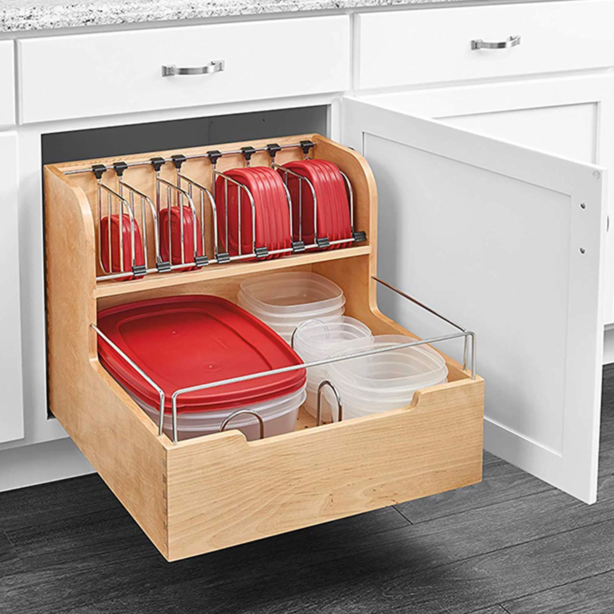 Rev-A-Shelf Food Storage Container Organizer Soft-Close, Natural