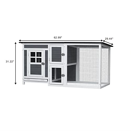 122" Large Chicken Coop with Run,Outdoor Chicken Run W/Nesting Box & Perch,Wooden Hen House W/Ramp & Sliding Trays