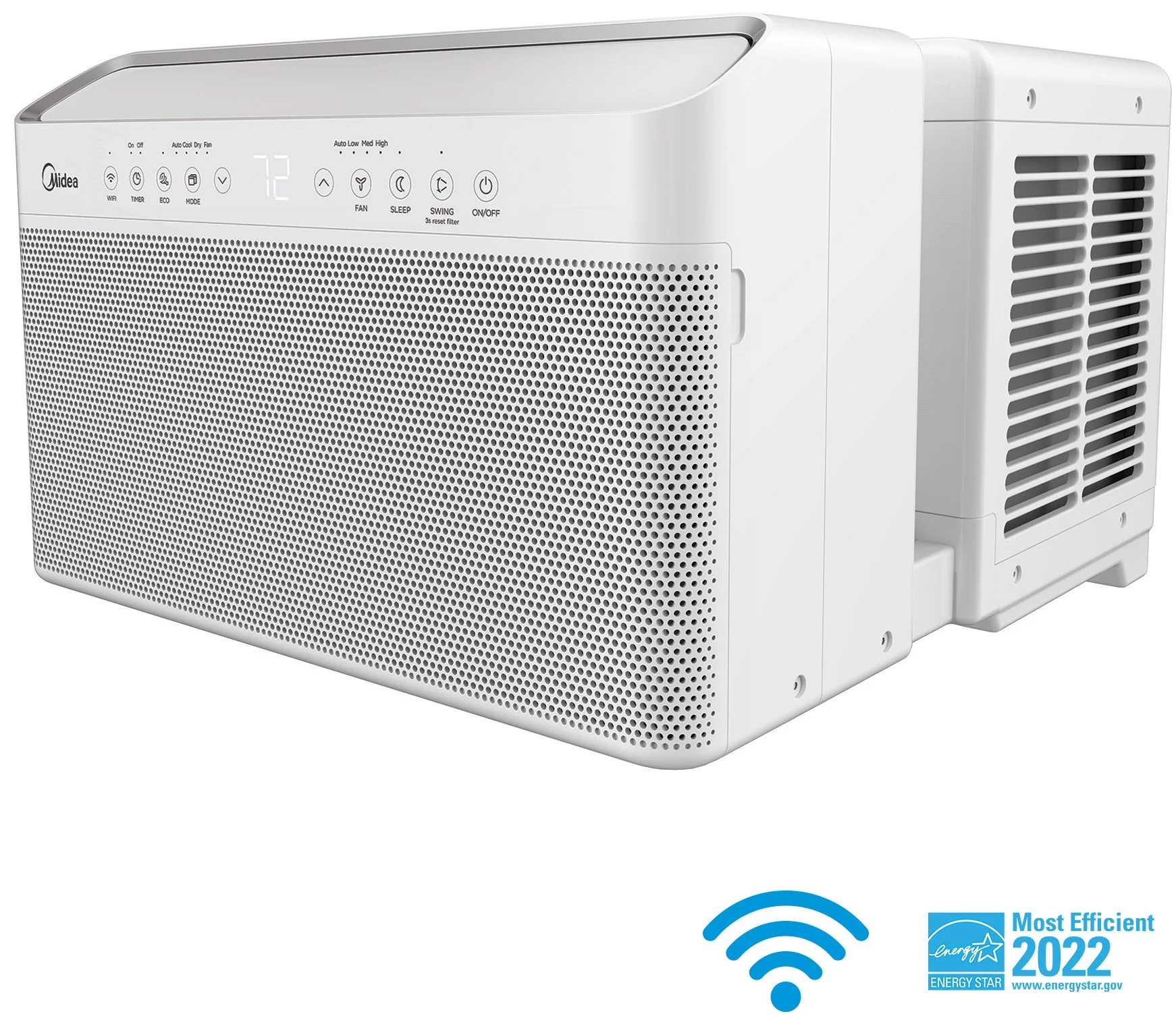 Midea 12,000 BTU Smart Inverter U-Shaped Window Air Conditioner, 35% Energy Savings, Extreme Quiet, MAW12V1QWT
