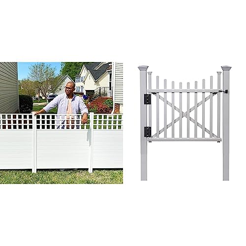 Zippity Outdoor Products ZP19060 Keswick No-Dig Vinyl Kit 2-Pack (44" H x 42" W) Privacy Screen and Fence + Zippity Outdoor Products ZP19019