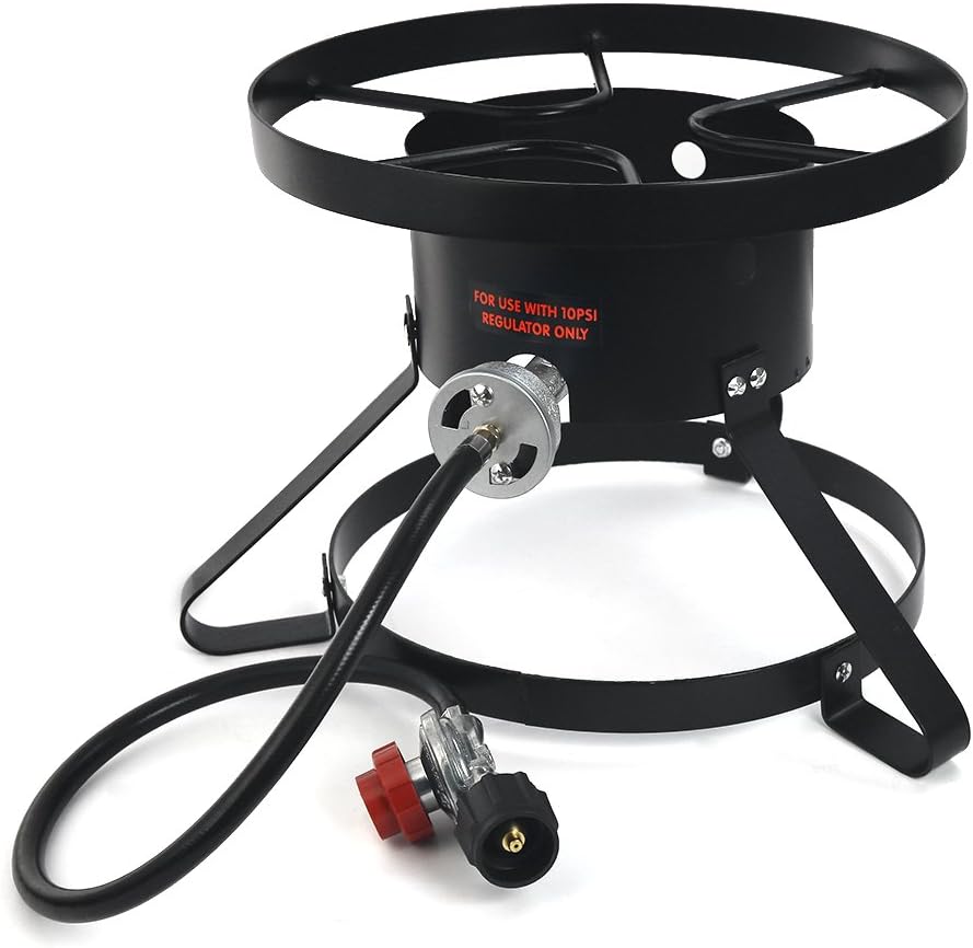 XtremepowerUS High-Pressure Single Burner Outdoor Stove Gas Propane Cooker Regulator and Hose Outdoor Cooking Camping Burn