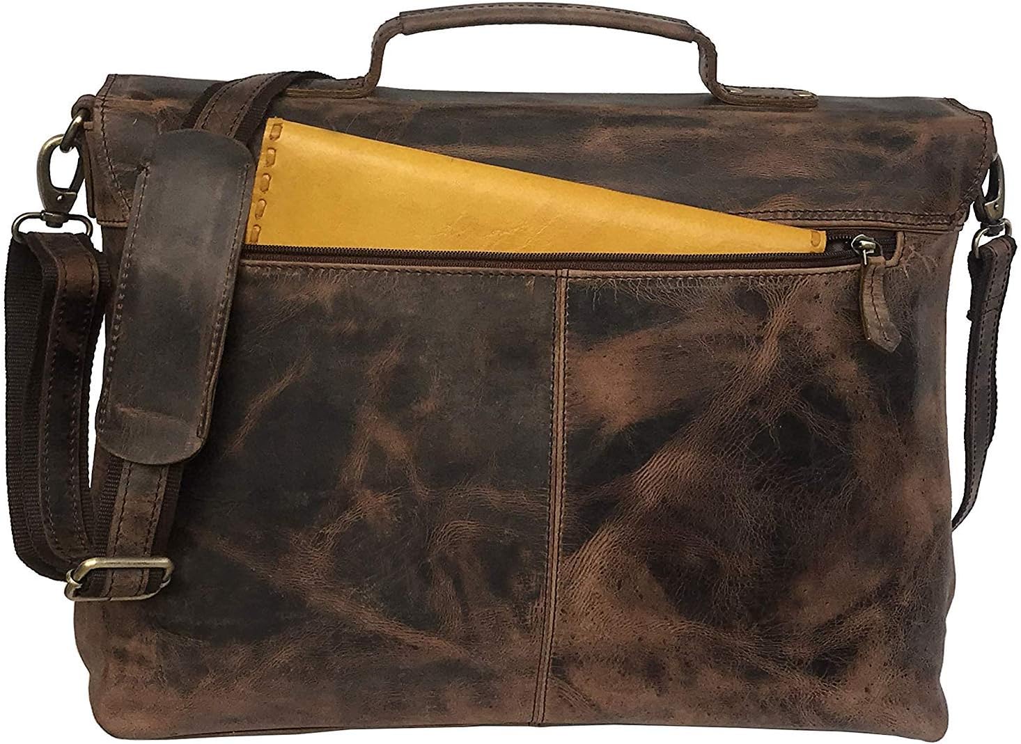 Cuero 16 Inch Retro Buffalo Leather Laptop Messenger Bag Office Briefcase College Bag (Vintage Brown)