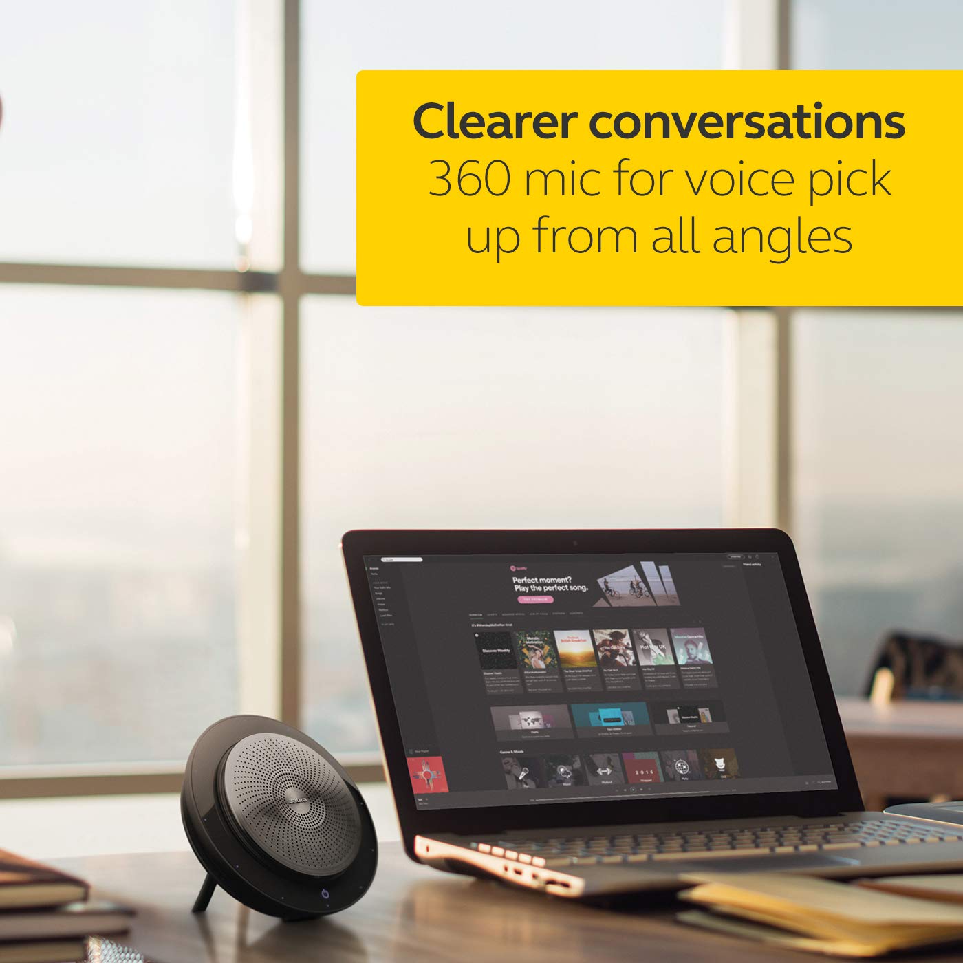 Jabra Speak 710 UC Wireless Bluetooth Speakerphone with Link 370 USB Adapter – Portable Conference Speaker for Holding Meetings Anywhere with