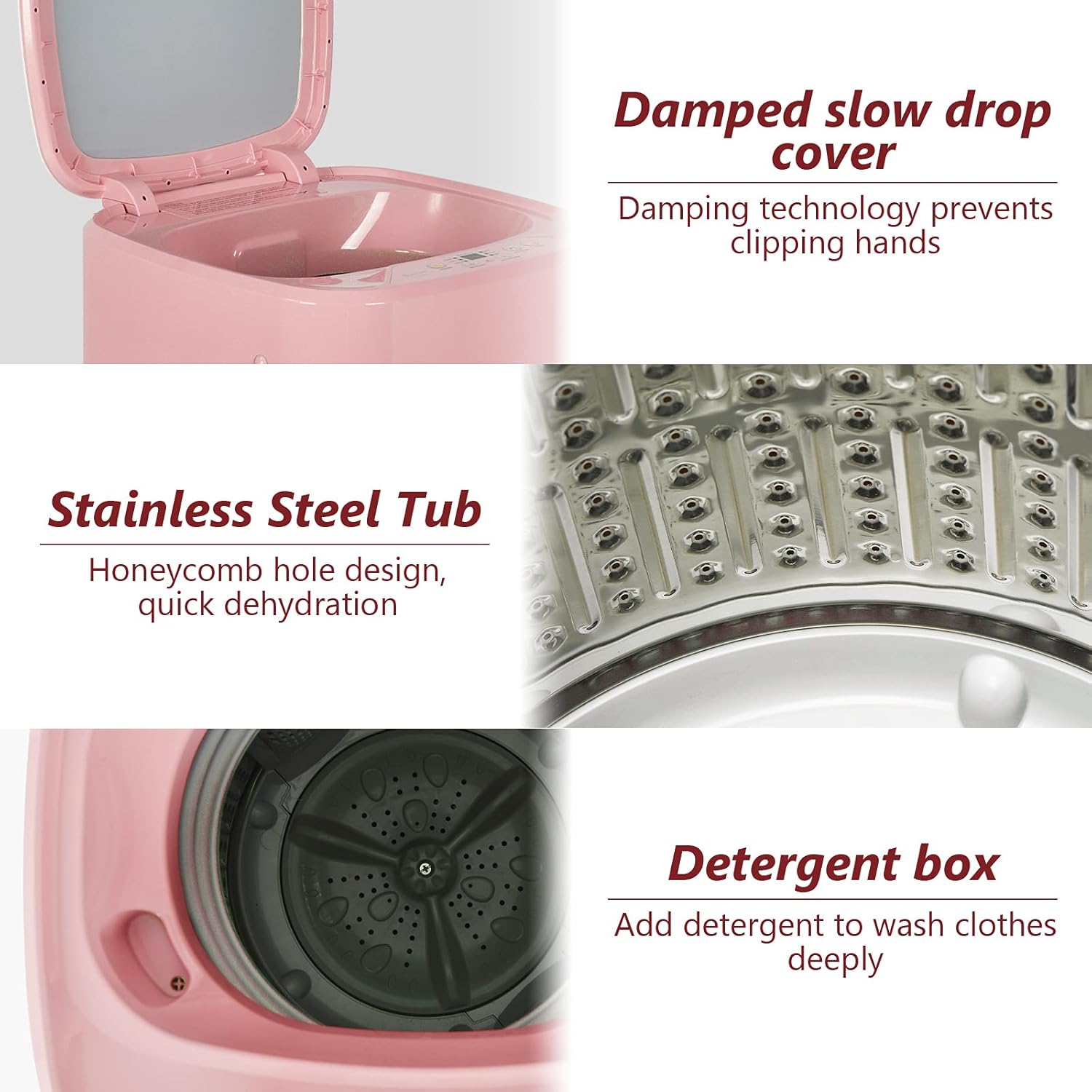 Giantex Portable Washing Machine, Full Automatic Washer and Spinner Combo 8lbs, 1.0 cu.ft 6 Programs 6 Water Levels Built-in Drain Pump